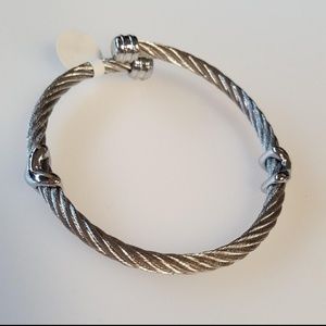 Designer inspired cable stainless steel X bracelet